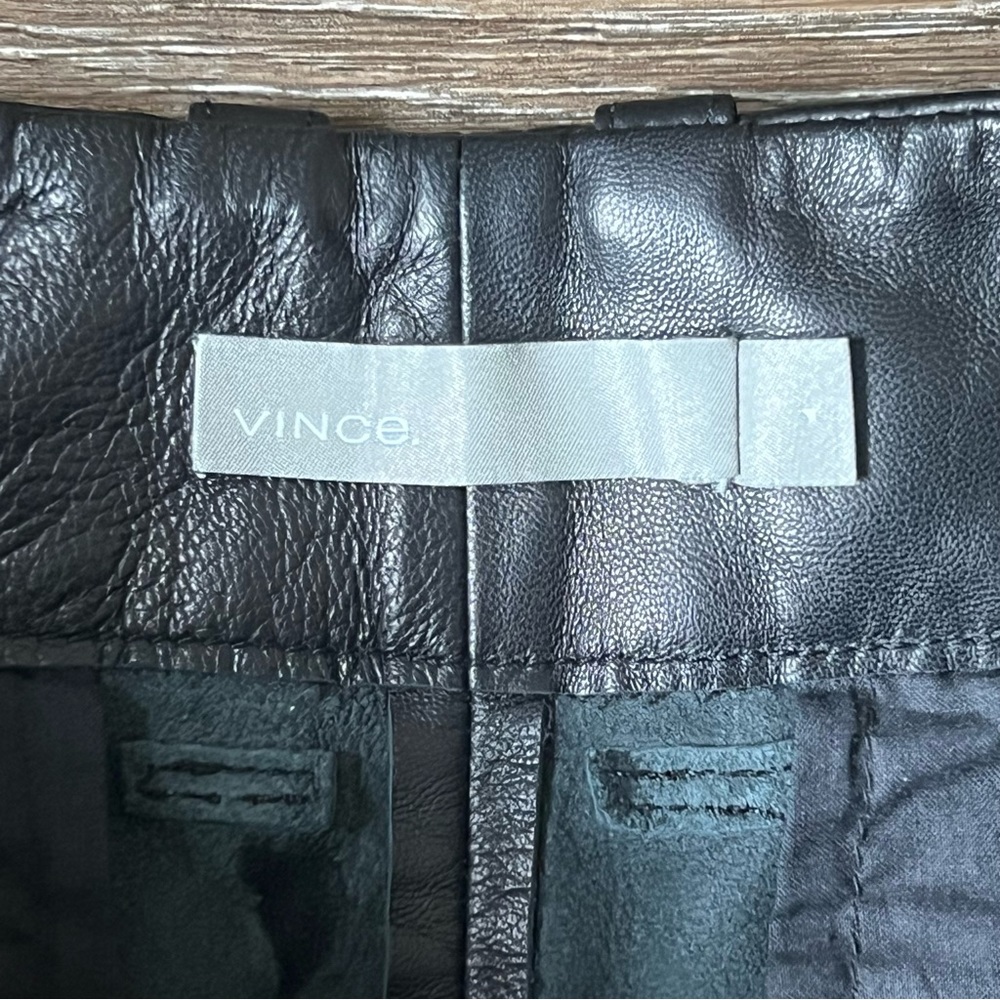 Vince Black Leather High Waisted Pleated Pants Size 4 - Picture 8 of 9